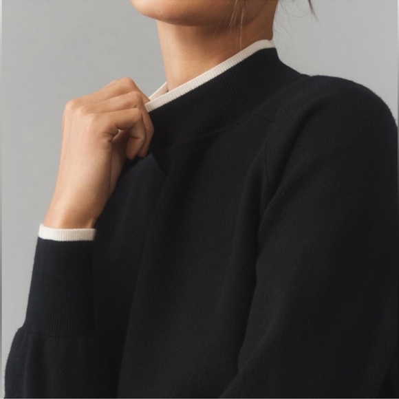 NWT Anthropologie Maeve Side-Slit Tunic Sweater Black - Picture 3 of 3